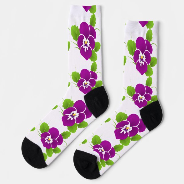 Purple Pansy Flower Thunder_Cove Socks (Left)