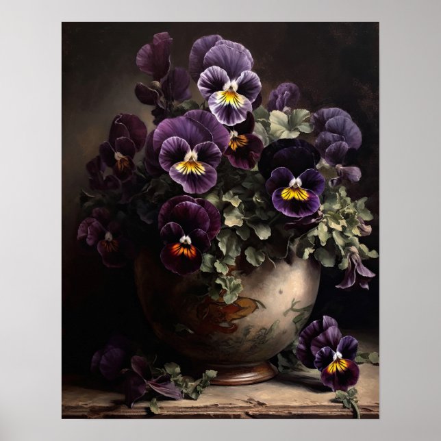 Purple Pansy Flowers Art Print Poster (Front)
