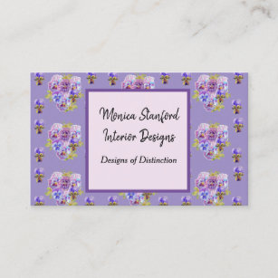 Purple Pansy Flowers Watercolour Business Card