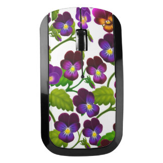Purple Pansy Garden Flowers Wireless Mouse