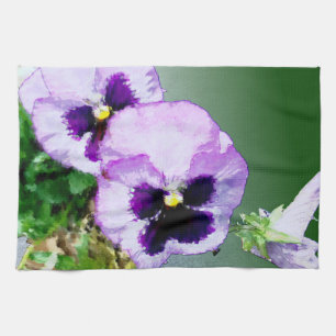 purple pansy kitchen towel1 tea towel