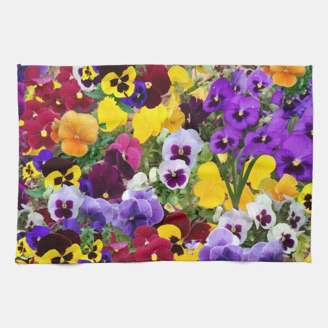 purple pansy kitchen towel2 tea towel (Horizontal)
