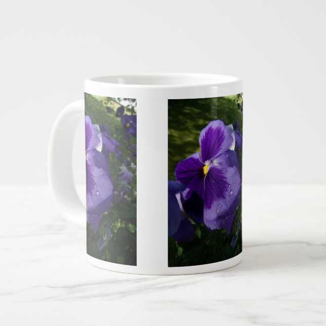 Purple Pansy Large Coffee Mug (Front Left)