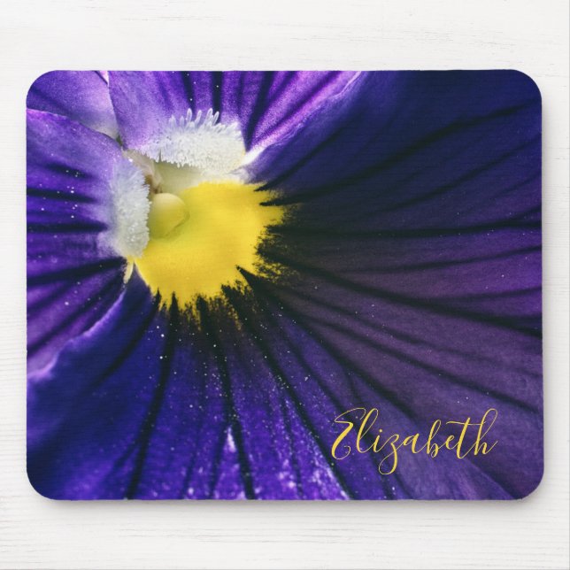Purple pansy macro photograph elegant mouse pad (Front)