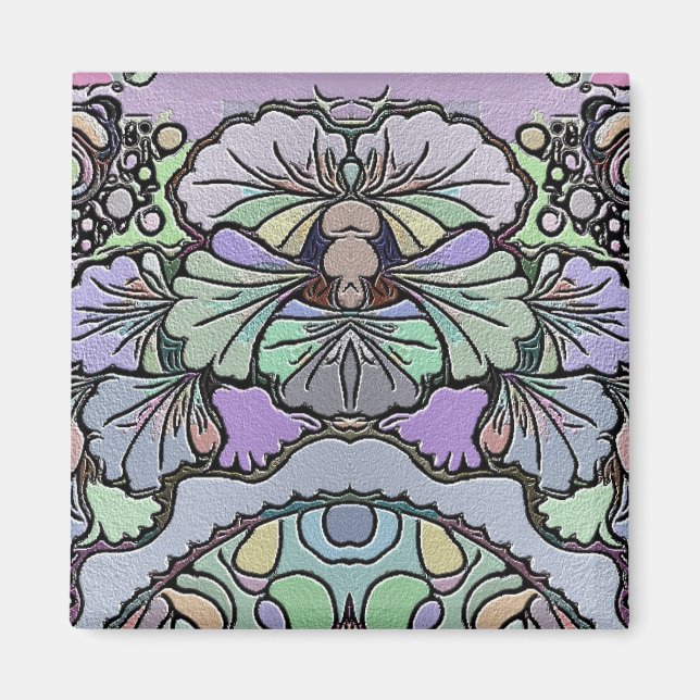 Purple pansy mosaic magnet (Front)