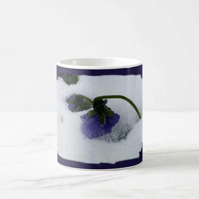 Purple pansy on the snow coffee mug (Center)