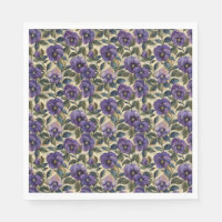 Purple Pansy Paper Napkins Party Tableware
