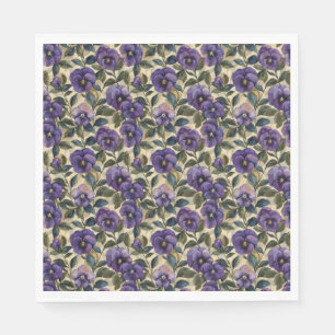 Purple Pansy Paper Napkins Party Tableware