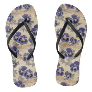 Purple Pansy Pattern Thongs