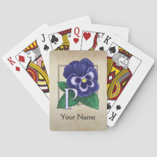Purple Pansy Personalised Floral Monogram Playing Cards
