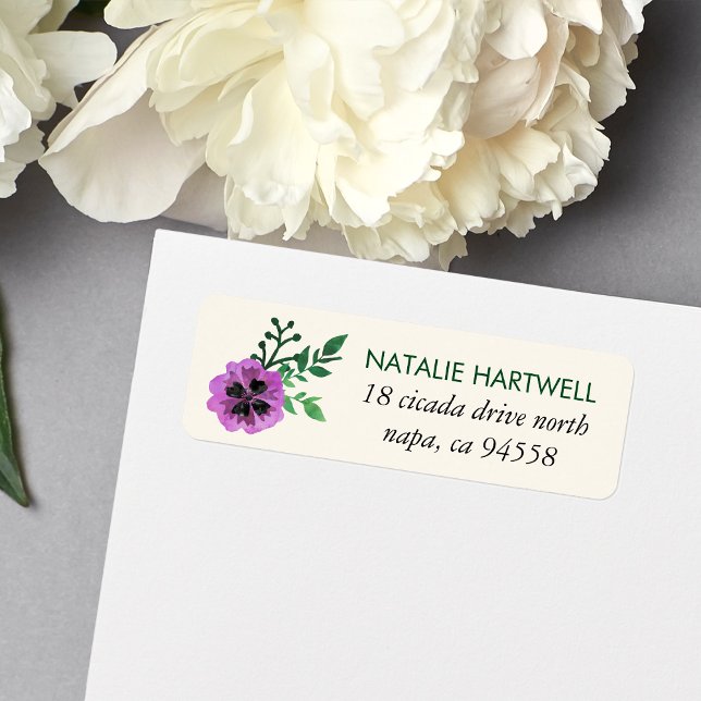 Purple Pansy Return Address Labels (Creator Uploaded)