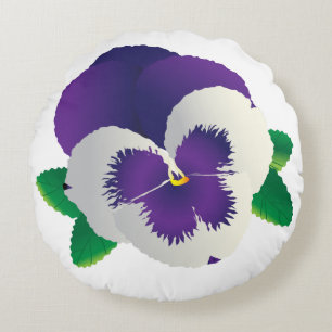 Purple Pansy Round Pillow