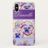Purple Pansy Shabby Chic Watercolor Pink Blue