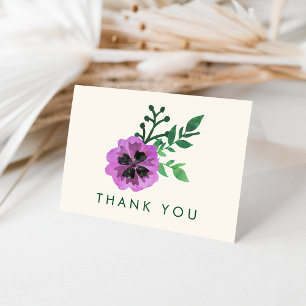 Purple Pansy Thank You Cards