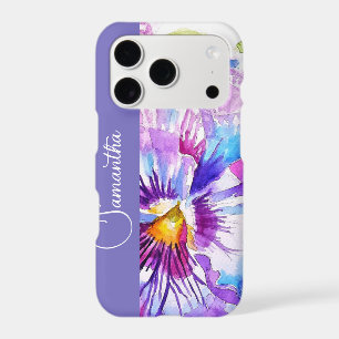 Purple Pansy Watercolor Flower Girls Name Floral