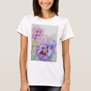 Purple Pansy Watercolour painting art T Shirt