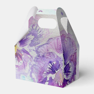 Purple Pansy Watercolour Return Address Labels Favour Box