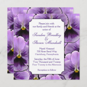 Purple Pansy Wedding Invitation