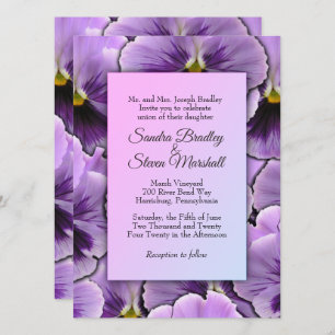 Purple Pansy Wedding Invitation