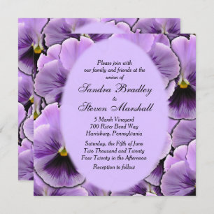Purple Pansy Wedding Invitation