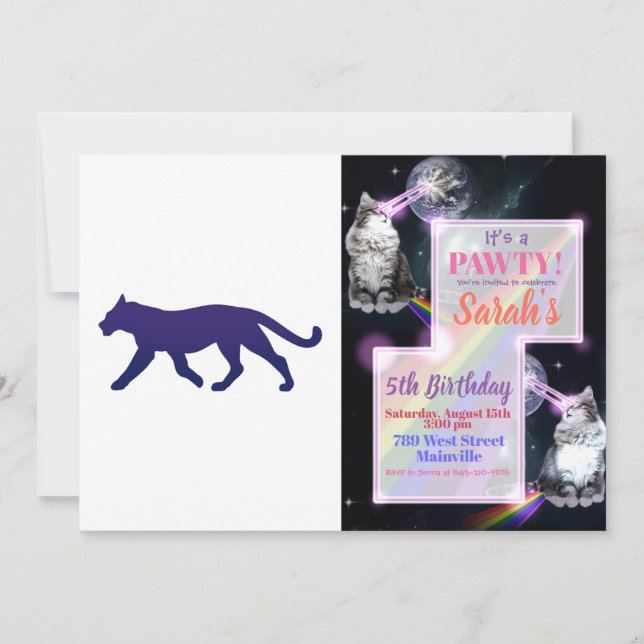 Purple panther silhouette - Choose background colo Invitation (Front)