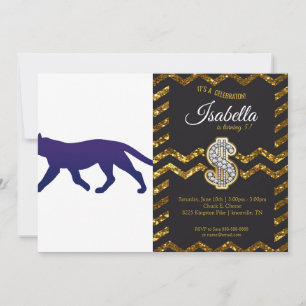 Purple panther silhouette - Choose background colo Invitation
