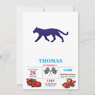 Purple panther silhouette - Choose background colo Invitation