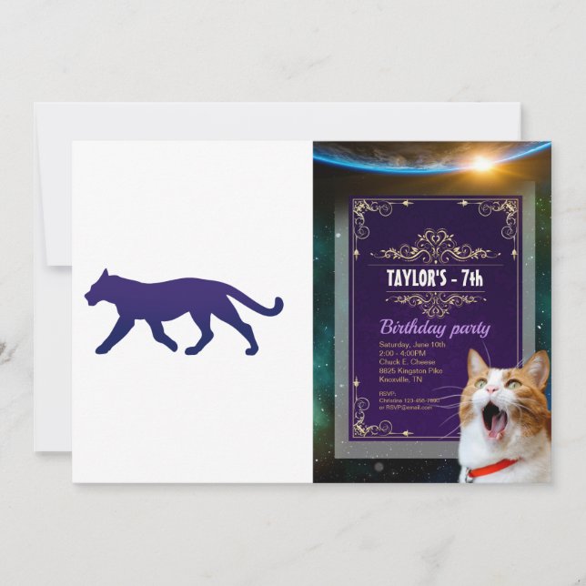 Purple panther silhouette - Choose background colo Invitation (Front)
