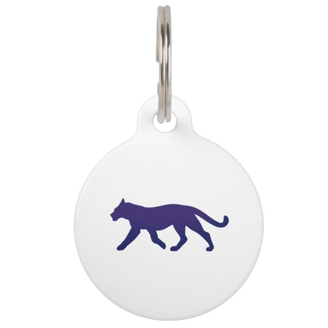 Purple panther silhouette - Choose background colo Pet Tag (Front)