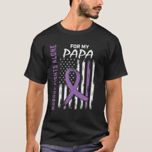 Purple Papa Alzheimers Awareness Flag Dementia Fam T-Shirt