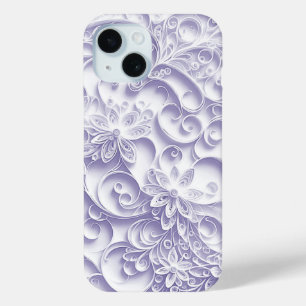 Purple Paper Quilling Daisy Design iPhone 15 Case