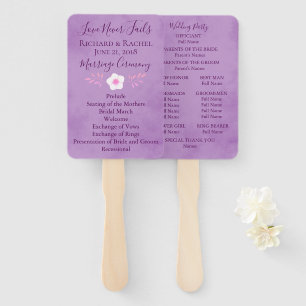 Purple Parchment white floral Hand Fan