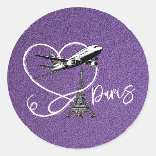 Purple Paris Passport  Classic Round Sticker