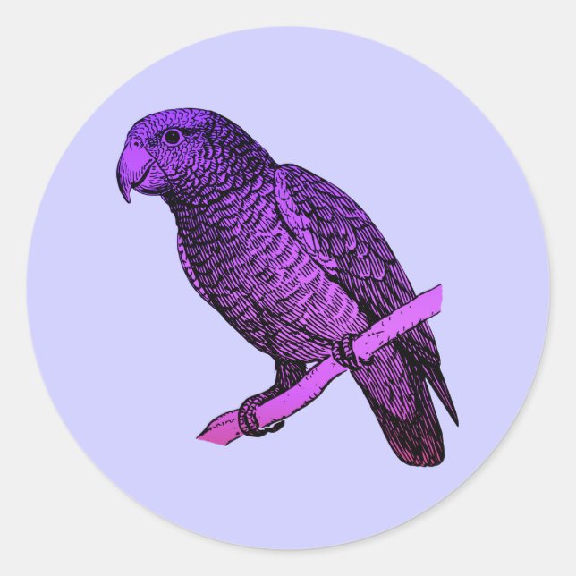 Purple Parrot Classic Round Sticker (Front)