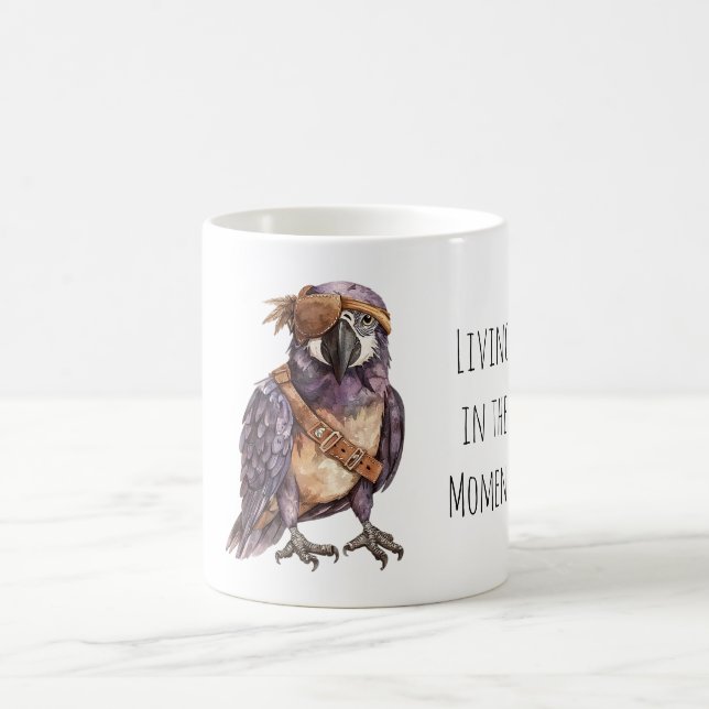 Purple Parrot Eye Patch Coffee Mug (Center)