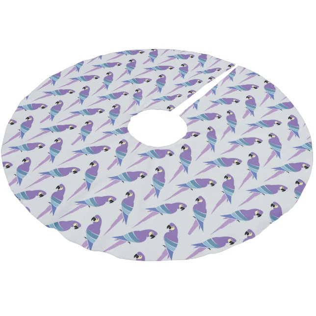 Purple Parrots Brushed Polyester Tree Skirt (Angled)