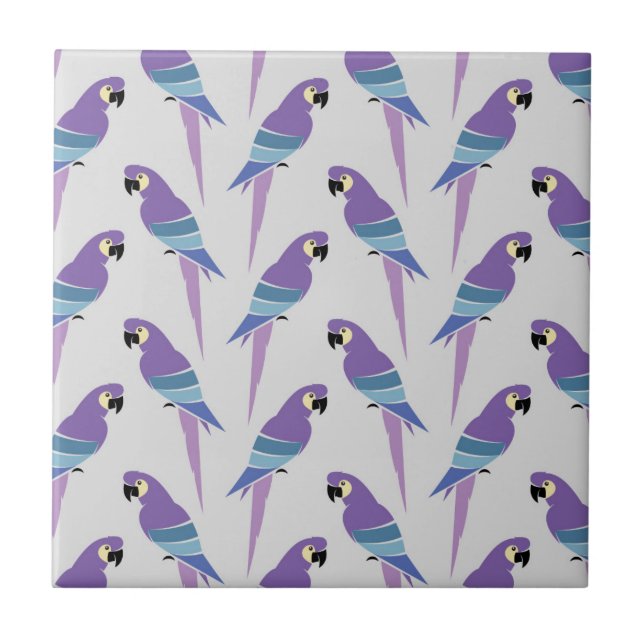 Purple Parrots Ceramic Tile (Front)
