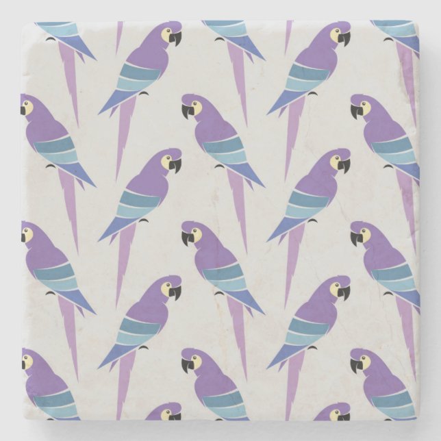 Purple Parrots Stone Coaster (Front)