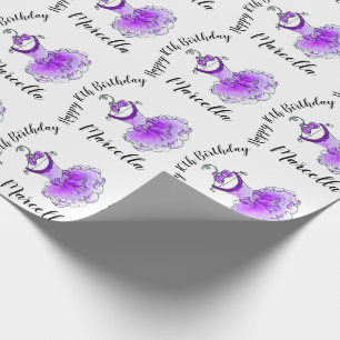 Purple party dress inked art girls 10th birthday wrapping paper