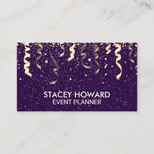 Purple Party Popper and Confetti Business Card