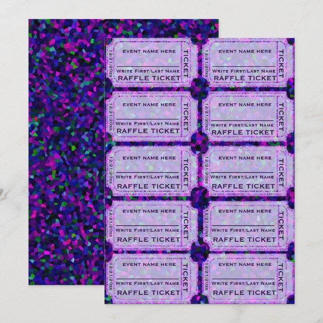 Purple Party Raffle Tickets for Invitations (Front/Back)