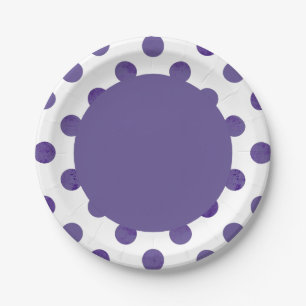 Purple Party   Royal Ultra-Violet Grape Polka Dots Paper Plate