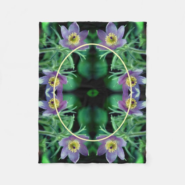 Purple Pasque Flowers Frame Create Your Own Photo Fleece Blanket (Front)