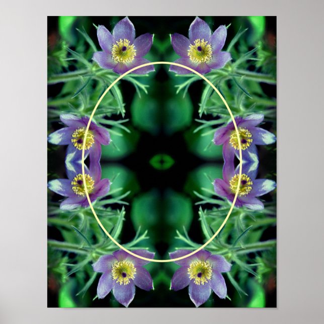 Purple Pasque Flowers Frame Create Your Own Photo Poster (Front)