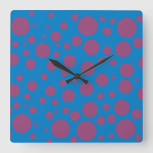 purple passion feeling blue moon circle pattern square wall clock