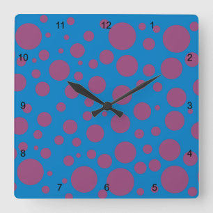 purple passion feeling blue moon circle pattern square wall clock