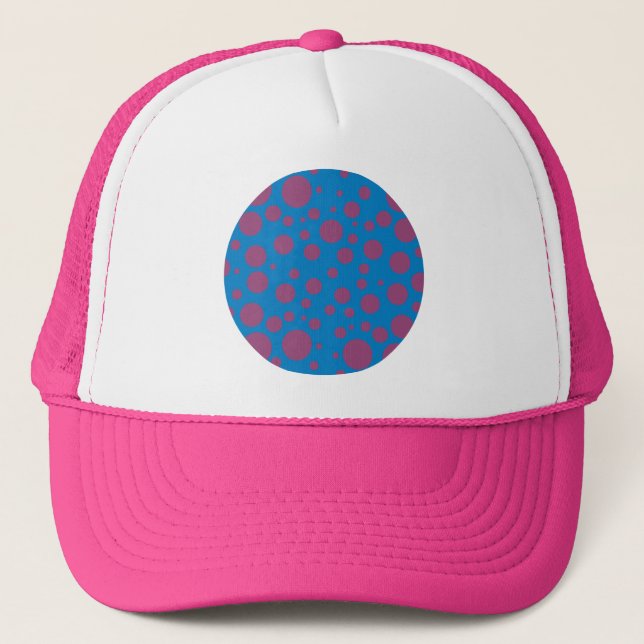 purple passion feeling blue moon circle pattern trucker hat (Front)