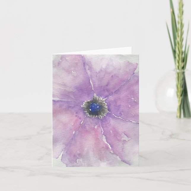Purple Passion Floral Blank Card (Front)