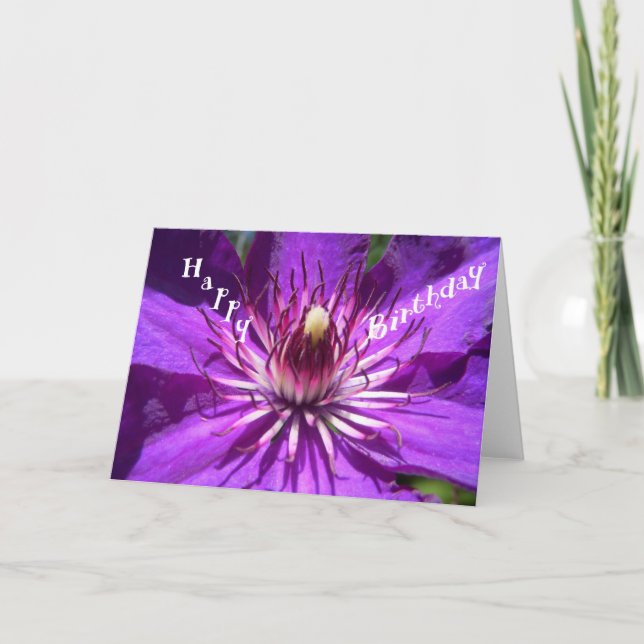 Purple Passion Flower Birthday Card (Front)