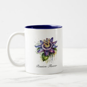 Purple Passion Flower Botanical Coffee Style Two-Tone Coffee Mug
